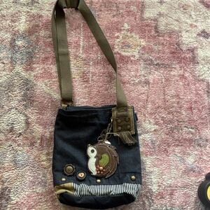 Chala Women's Dark Blue Hedgehog Crossbody Bag with Coin Purse Buttons Tassel